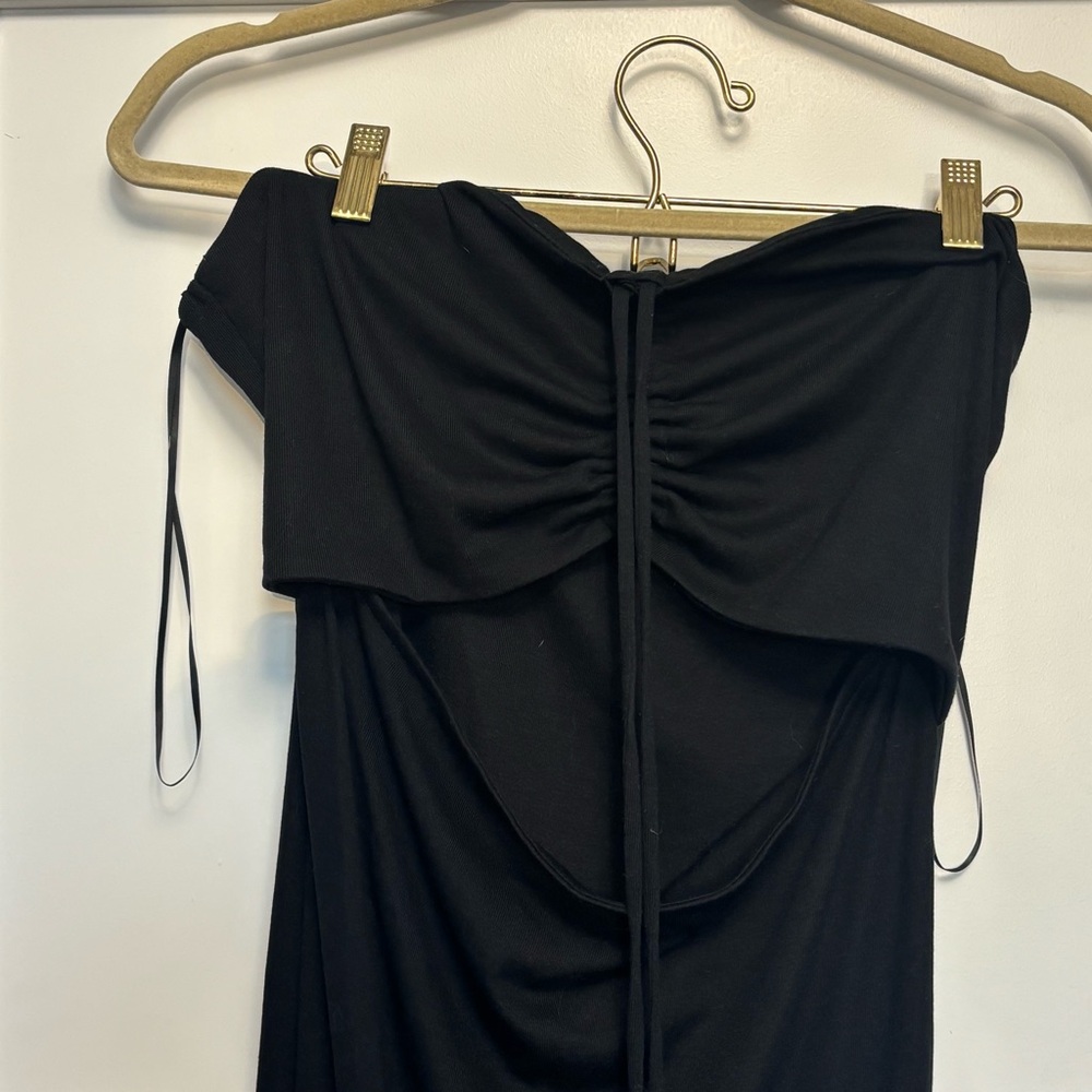 Crescent Black Strapless Cut-Out Bodycon Midi Dress - Size L - Picture 3 of 7